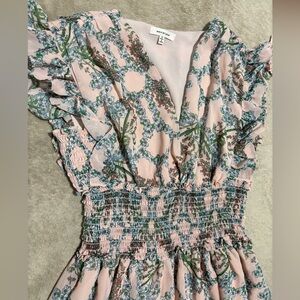 Max Studio Women's Midi Dress with Front Knot and Flutter Sleeves